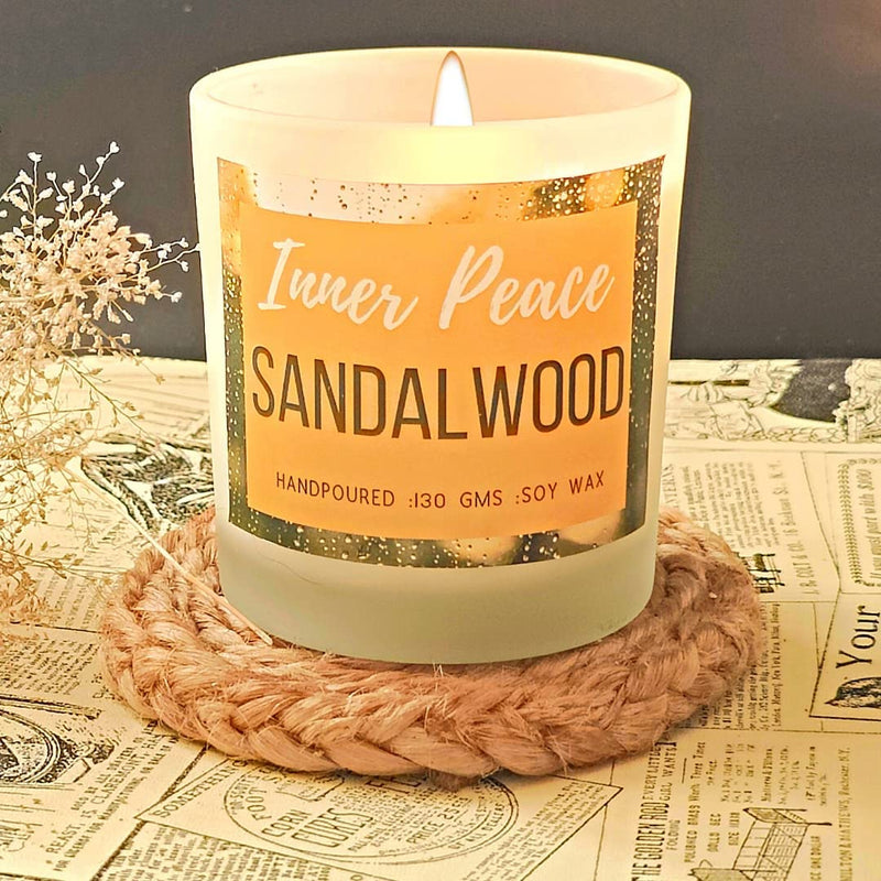 THE TINGE Sandalwood Scented Hand Poured Smokeless Pure Soy Wax Candle I Upto 30 Hours I for Birthday Anniversary Gift I Birthday Gift Fragrance Candle