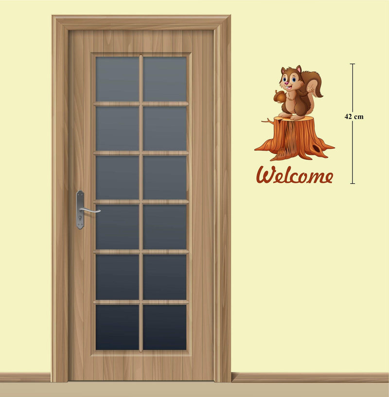 Asmi Collections Welcome Home Cute Squirrel Wall Stickers