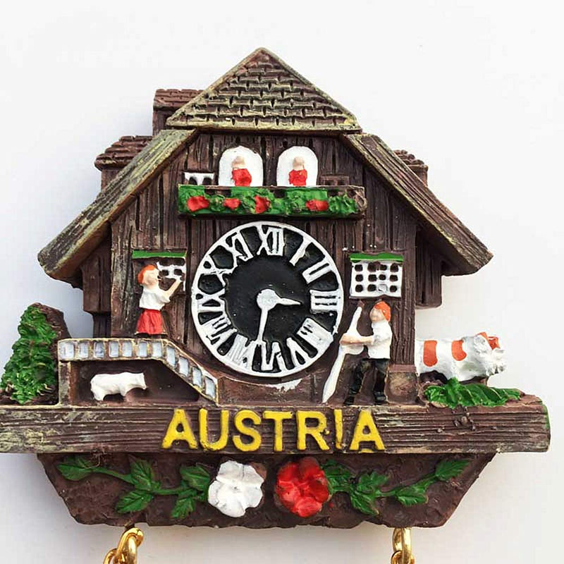 3D Cuckoo Clock Austria Fridge Magnet Souvenir Gift & Collection，Home & Kitchen Decoration Magnetic Sticker, Austria Vienna Refrigerator Magnet