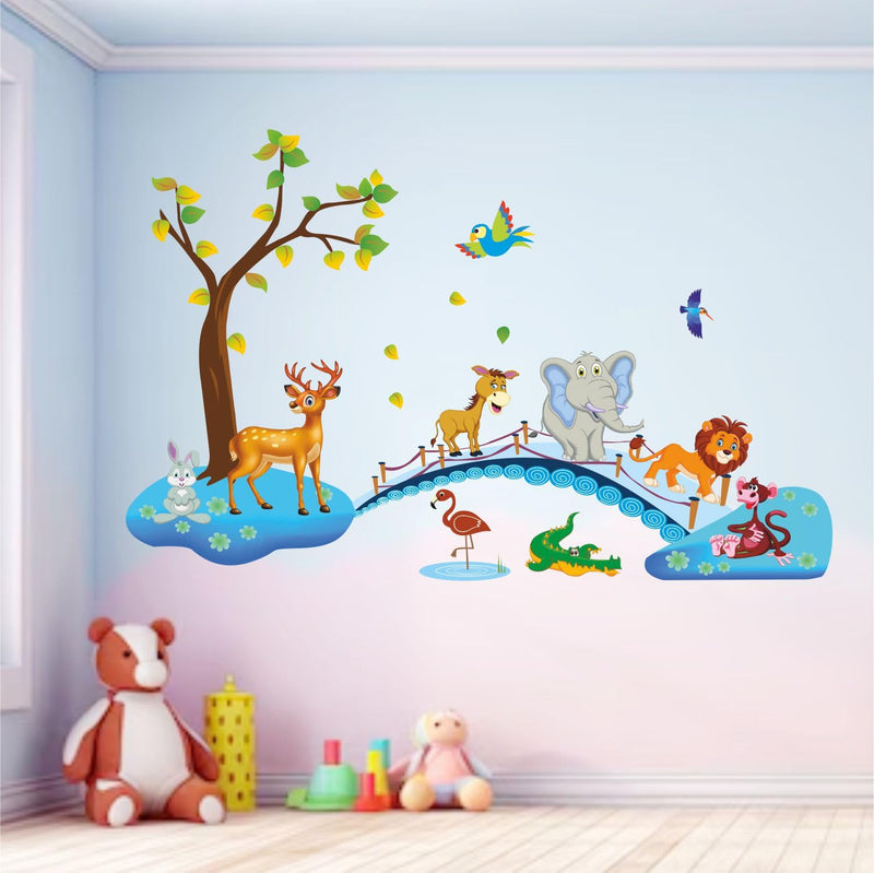 Art's Cafe | Baby Elephant Bathing 3D Wall Sticker Decorative for Kids Room Play School (17.5 x 20.5 inch)