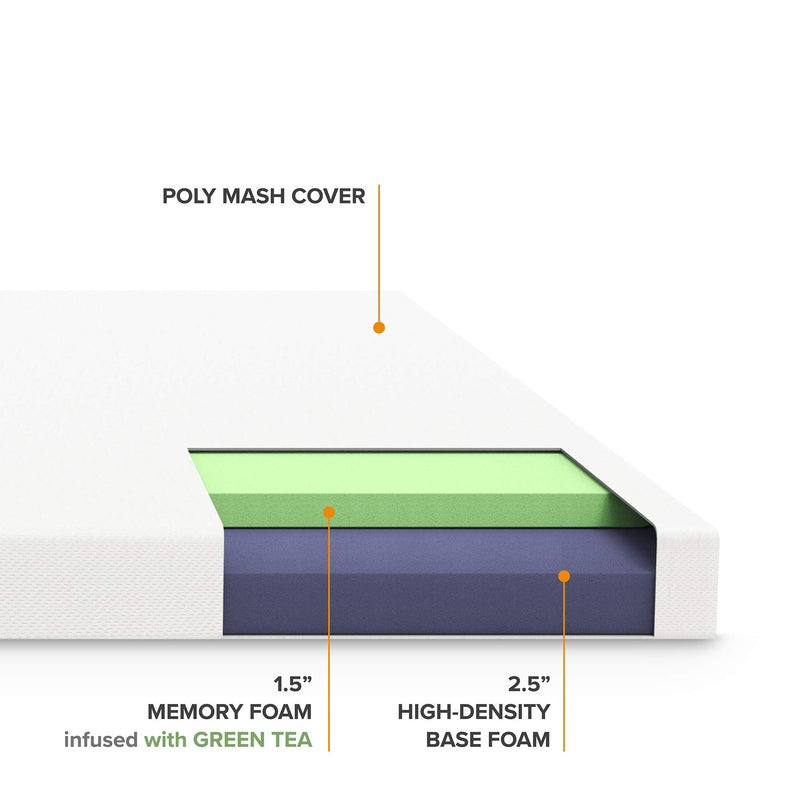 Mattress 4" Memory Foam Mattress Topper, RV/Short Queen