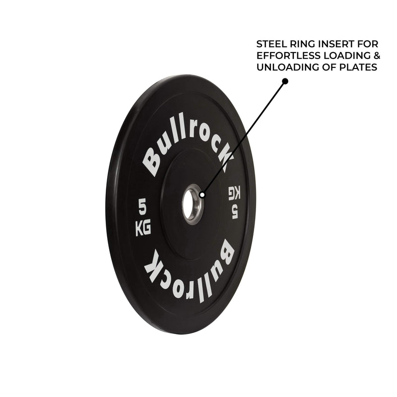 BullrocK Black Rubber Bumper Plates 2.0 for Olympic Weightlifting Gym and Crossfit Competition Standard 50mm (2 inch) 5kg 10kg 15kg 20kg 25kg Weight Plate (10 kg Set (5kg x 2))