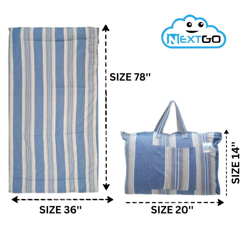 NEXTGO Double Sided Useage Multi-Purpose Travel Friendly, Outdoor Camping, Lightweight, Single Size Soft Slim Mattress Yoga Mat (78 X 36 X 1.5 Inches) Blue White Lining