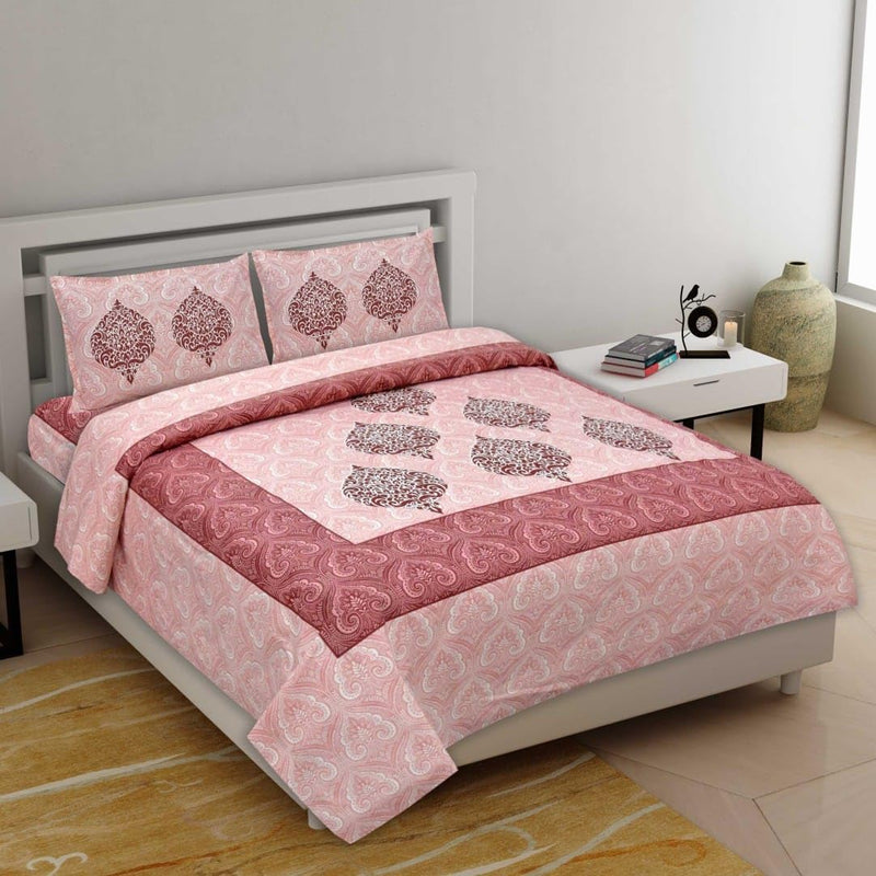 Cotton Bliss Queen Size Bedsheet Set with 2 Pillow Cases - Soft and Breathable Bedding for Luxurious Sleep Experience