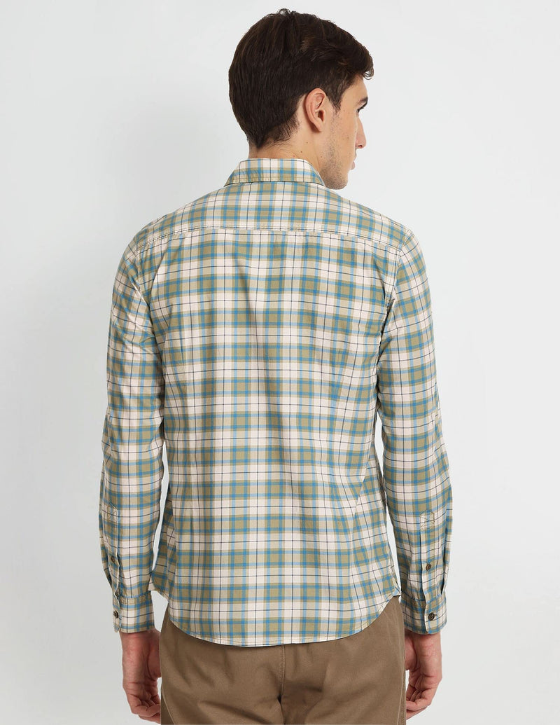 U.S. POLO ASSN. Mens Printed Checks FS Shirts (UDSHTFX0022_KHAKI_XXL)