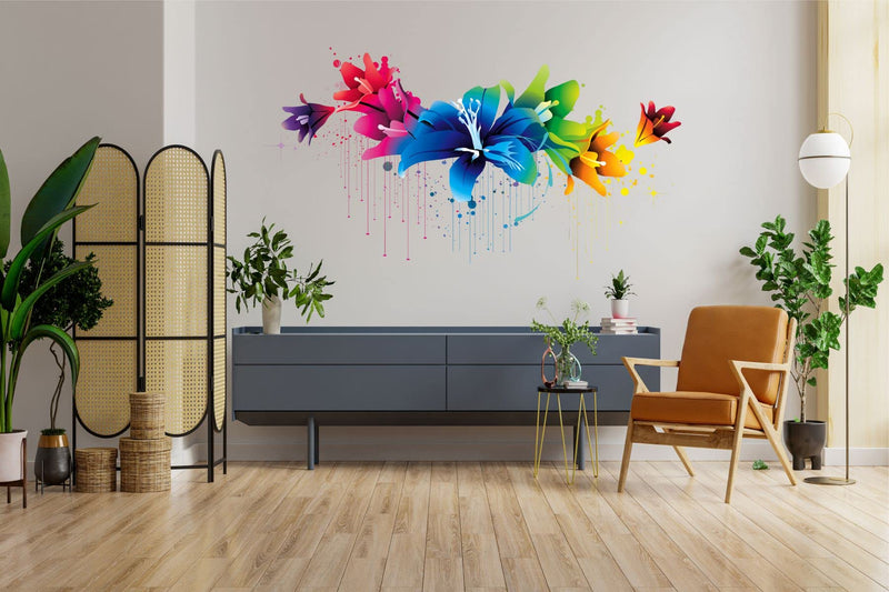 Impression Wall Decor Vinyl Flowers Glass Tiles Furniture Wall Sticker (36.22 x 20.07 x 0.39 Inches, Multicolour)