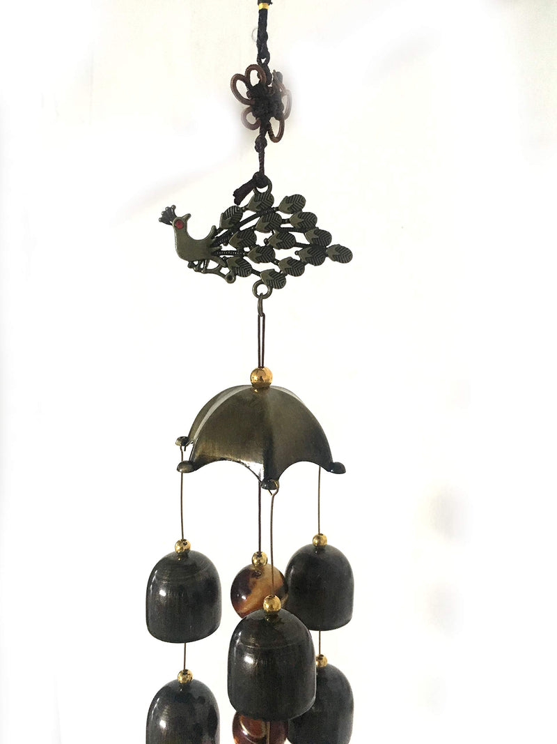 CrazyCrafts Metal Wind Chimes for Home Balcony Garden Positive Energy, Home Decor Hanging Long Brass Bells Gifts for Loved Ones 6 Bells Black Metal