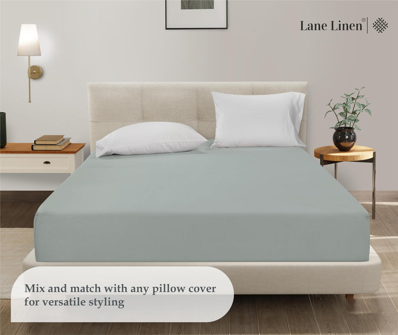 Lane Linen Twin XL Fitted Sheet Only - 4 Way Stretch Jersey Knit Deep Pocket Twin XL Bottom Sheet - Fits Upto 16" Mattress (No Flat Sheet), Wrinkle Free, Microfiber Fitted Sheet Twin XL - Mineral