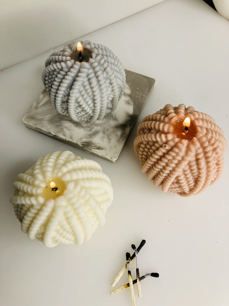 Yellow Petal Woolen Ball Candle, 100% Soy Wax, 125gm Each (Lemongrass, Vanilla & French Lavender) (Pack of 3)