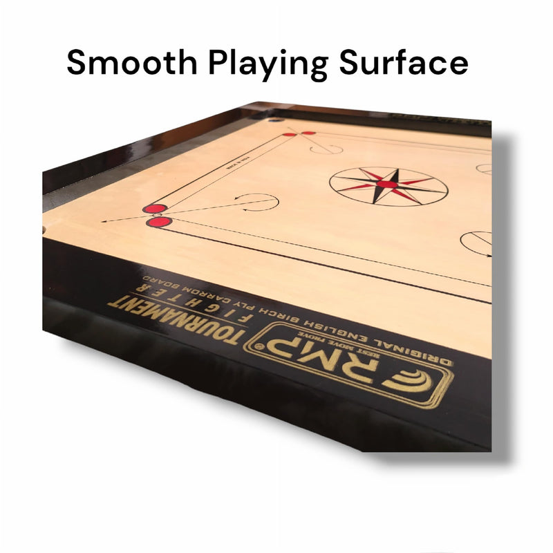 RMP Champion Carrom Board 36 inch Full Size for Adults, Smooth Surface and Glossy Finish Carrom Board with Carrom Coins, Striker 15g and Magic boric Powder, Fighter Series