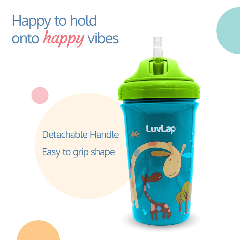 LuvLap Tiny Giffy Sippy Cup, Silicone Straw, BPA Free, 300 ml 18m+ (Green)