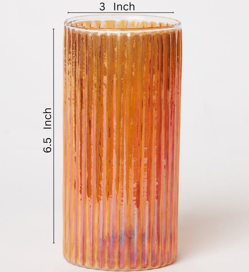 Bs amor Glass Cylinder Vases 6.3 Inch Tall - Multi-use: Pillar Candle, Floating Candles Holders or Flower Vase – Perfect as a Wedding Centerpieces Pack of 1 Silaidar(Orange)