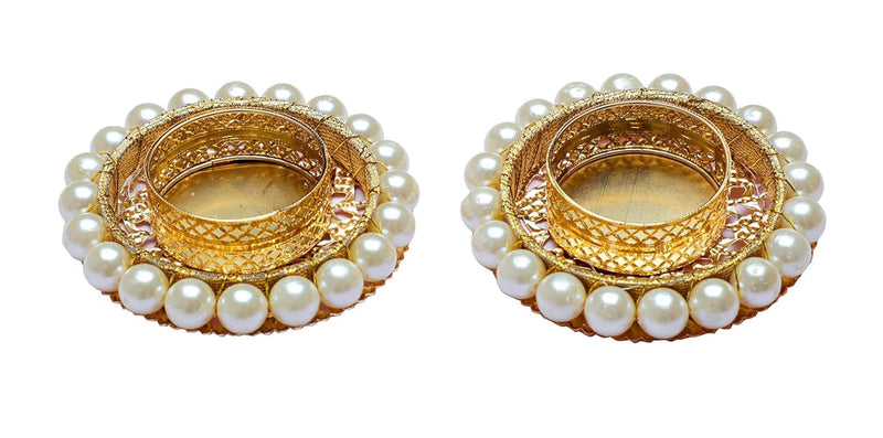 PRANSUNITA Pearl Beads Gota Chakri for Art Work Diwali, Lohri, Vandanwar, Handcrafted – Size -3 inch round – 10 pcs