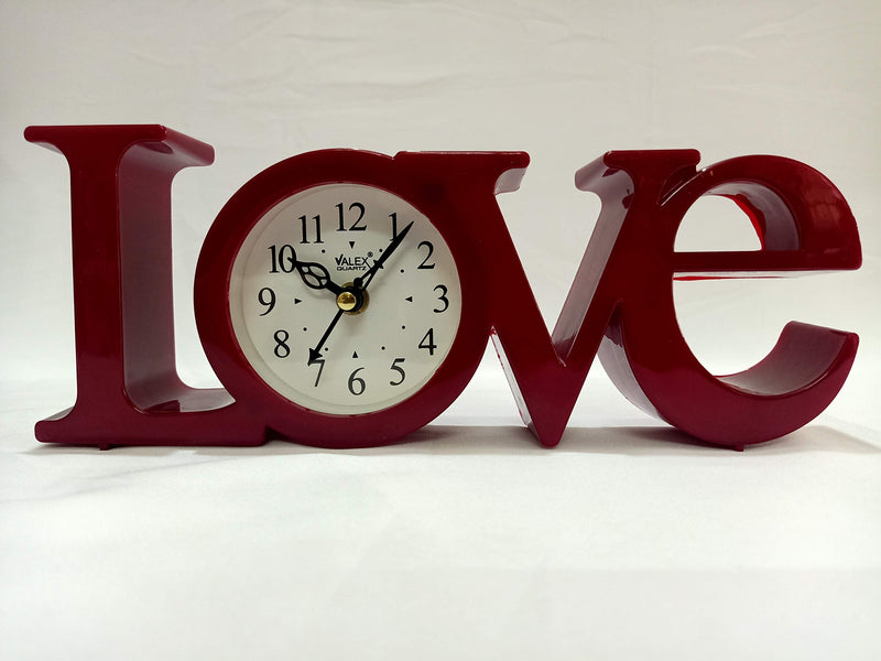 Sri Sainath Enterprises Love Table Clock / Maroon Colour Table Clock / Size:- 4IN Height, 10IN Width.