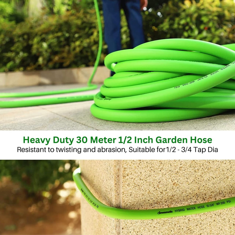 ecofynd 15 Meter/50 Feet, 1/2 Inch Flexible PVC Green Water Pipe, Heavy Duty Long Pipes with Tap Hose Connectors, Home Garden, Car Wash, Floor Clean, Park Cleaning, Outdoor Indoor Use