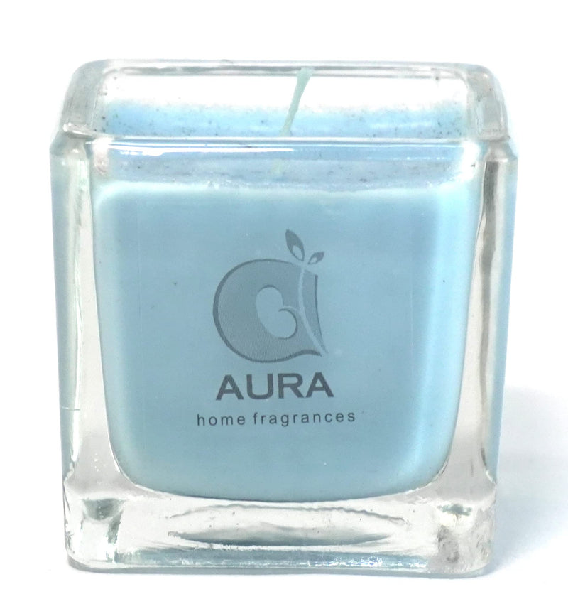 AURA 1.5 Oz Unscented Square Diamond Glass Votive Candles Burn Time - 20-22 Hours (Blue, Ivory, Pink) Pack of 6