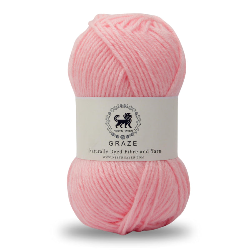Nestnhaven Acrowools Graze Hand Knitting and Crochet Yarn. Pack of 1 Ball - 100gms. Shade no - NNHG0015 (Baby Pink)