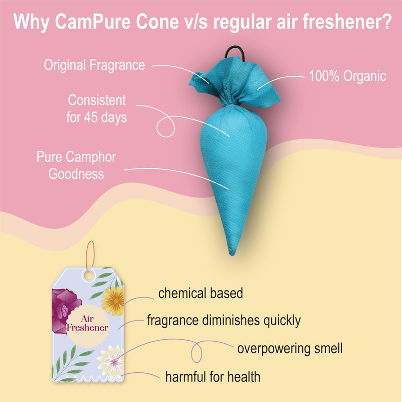 CamPure Floral Basket Gift Box - 5 Camphor Cones | Calming Fragrance | Elevates Mood | Preserves Fabrics