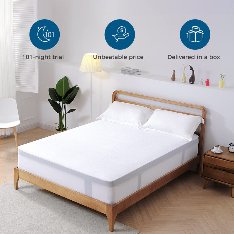 Inofia Twin XL Mattress 12 inch Hybrid Twin XL Size Mattress in a Box, Cool Bed with Waterproof Bamboo Mattress Protector Included, Medium Firm Feel, Motion Isolation, 101 Nights Trial