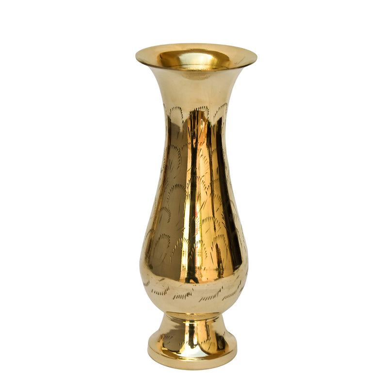 Bhimonee Decor Pure Brass Bidri Work Flower Vase 8"