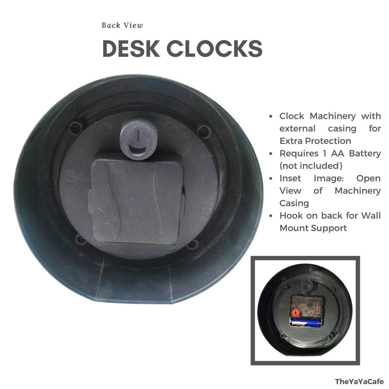 TheYaYaCafe 6x6 Inches Round Desk Clock (White Frame, Unbreakable Flexiglass Cover, Analog) for Most Awesome Daddy