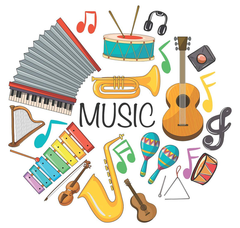 Tuffuk Music Instruments Large Vinyl Wallstickers for Home Decorations (60 cm x 60 cm) 5TZ086