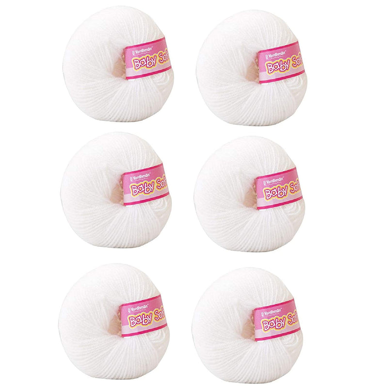 Vardhman Knitting Yarn Baby Soft Wool for Knitting, Kids Crochet Yarn Wool for Hand Knitting , Knitting Wool Yarn for Sweater Scarves Hats and Dresses (6 Pcs, Pure White)