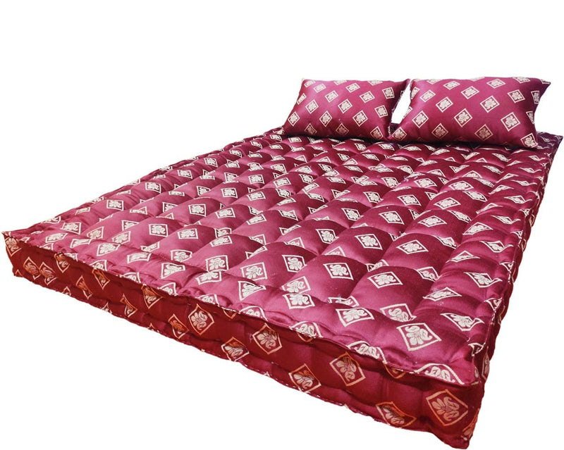 VG Mattress - Organic Silk Cotton Kapok Ilavam Panju Queen Size Mattress, 6.5 x 5 ft / 78 x 60 x 6 Inches with 2 Pillows,[Panipat Cloth]