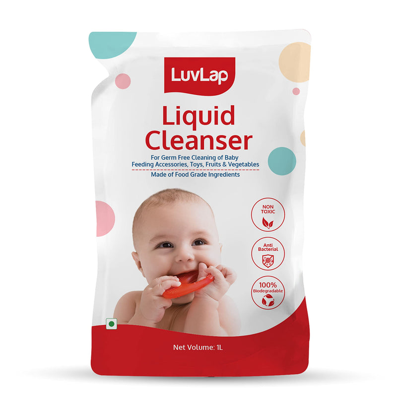 Luv Lap Liquid Cleanser Refill, Anti-Bacterial, Food Grade, For Baby Bottles, Accessories And Vegetables, 1000ml (Clear)