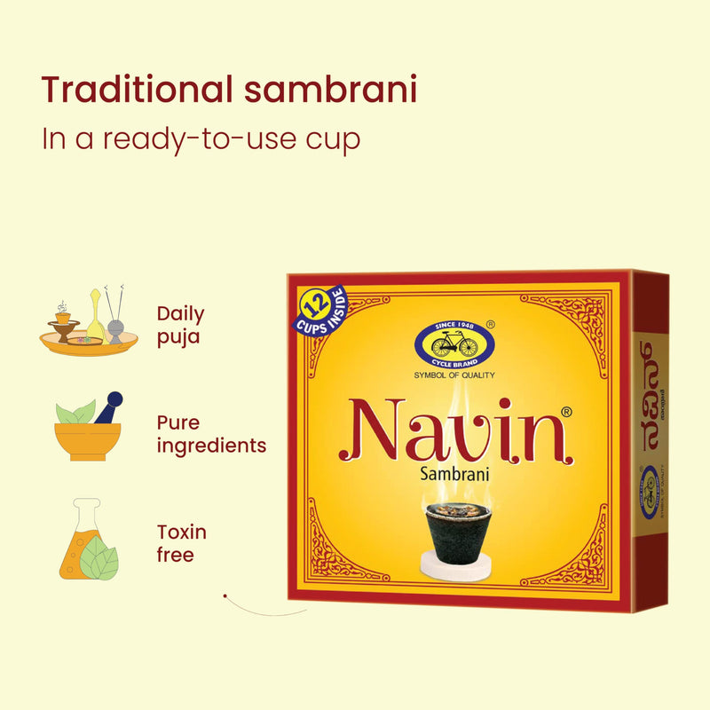 Cycle Pure Navin Sambrani Dhoop Cups for Pooja (96 pcs) | Havan Cups for Pooja, Home & Festivals | Natural Guggal/Loban Dhoop Original | Dhoop Cones | Pack of 8 (12 Cups/pack + 1 burner plate/pack)