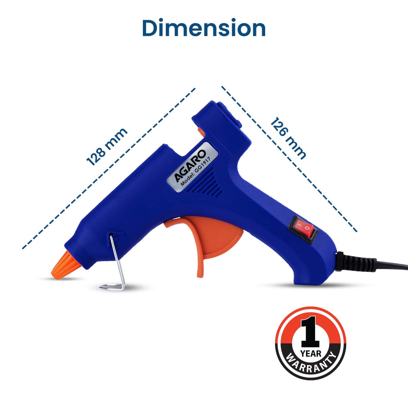 AGARO Gg1917 Glue Gun, 60W, High Temp Corded Electric Heavy Duty Hot Melt Gun Kit With Glue Sticks((11Mm, Blue)