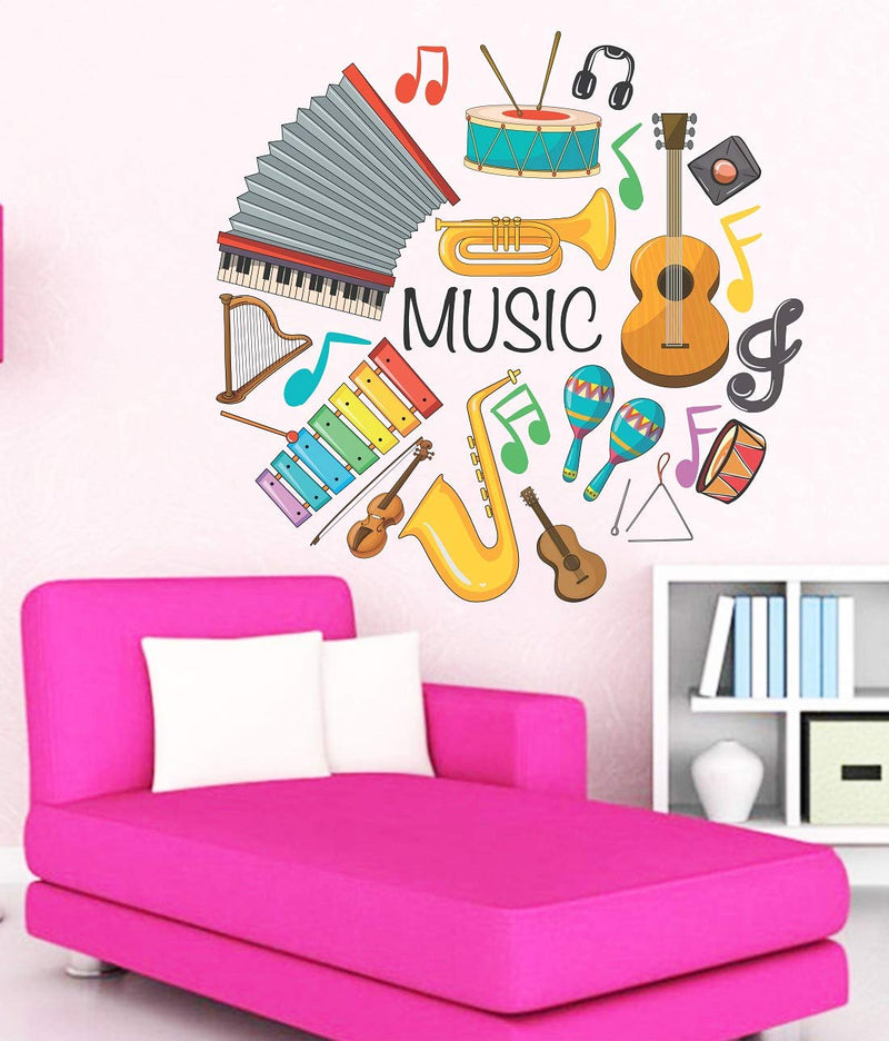 Tuffuk Music Instruments Large Vinyl Wallstickers for Home Decorations (60 cm x 60 cm) 5TZ086