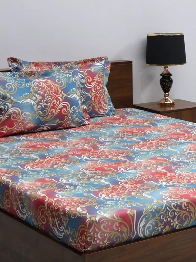 Bombay Dyeing Double Bedsheet Cotton 144 TC Premium Bedsheet & 2 Pillow Covers | Double | 224 X 254 Cms | Fade Less Colors | 2003 - Red