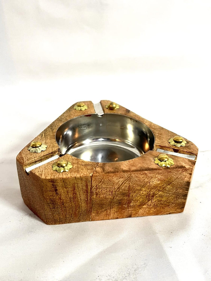 MALIK WOOD ART Wood Cigarette Ashtray Wooden Decorative Ashtray Handmade Ashtray with Cigarette 3 Spots Smoking for Home