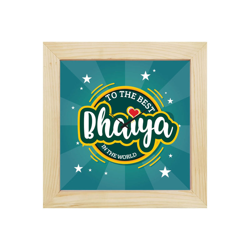 Yaya Cafe™ 6X6 Inches Birthday Rakhi Gifts for Brother, Desk Clock Best Bhaiya in The World Table Clock