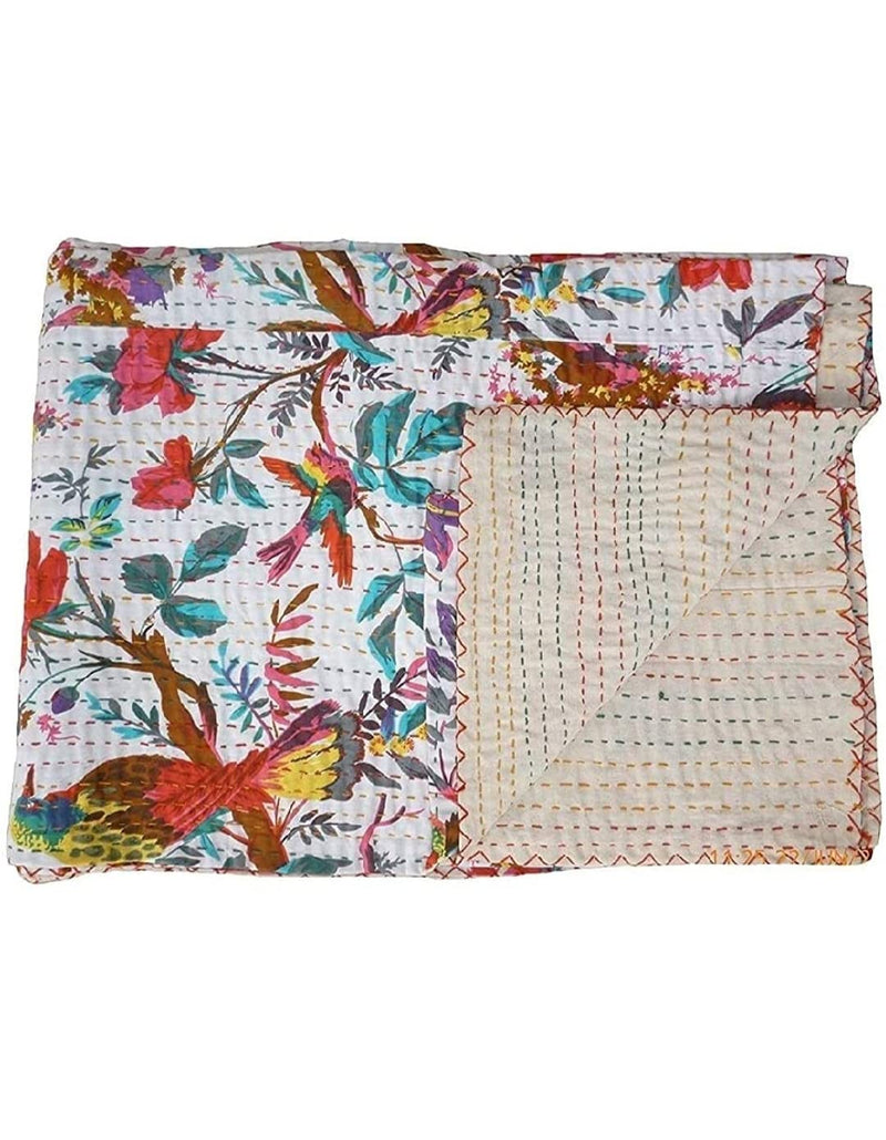 Wellen Choice Jaipuri Handmade Cotton Kantha Quilt Bed Cover Blanket (Queen Size 90×108)..