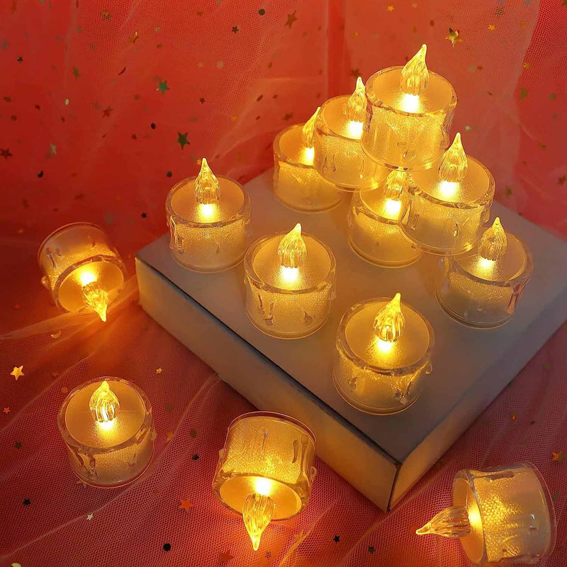 TGOPIT 24 Pcs Flameless and Smokeless Decorative Acrylic Candles Transparent Led Tea Light Candle for Gifting, House, Diwali, Christmas, Festival, Events Decor Candles