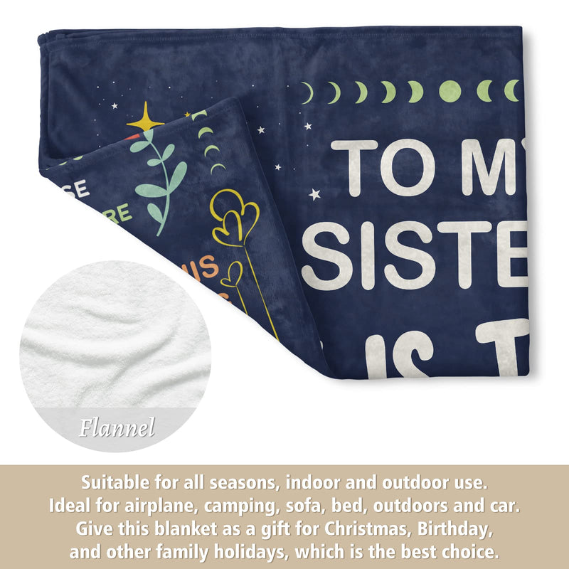 Niyewsor Sister Gifts Blanket, Sister Birthday Gifts, Sister Gifts from Sister, Gifts for Sister on Mothers Day, Christmas, Sisters Day Gifts, to My Sister Blanket, 60" x 50" (Navy Blue)