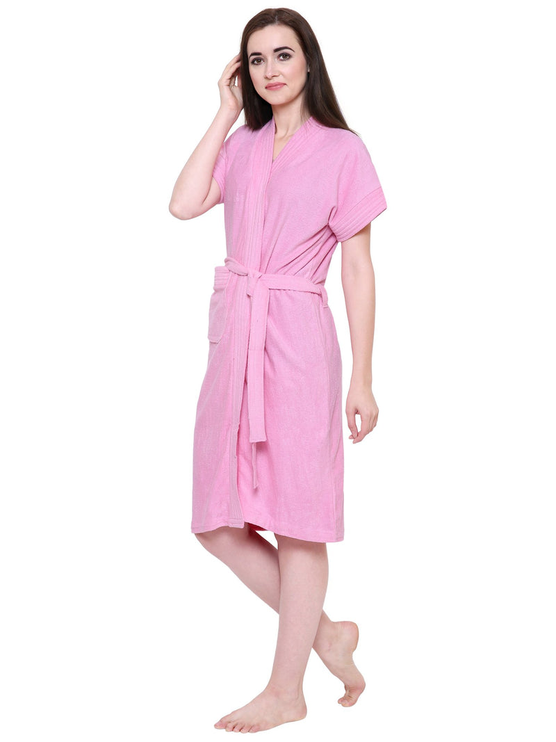 Secret Wish Women's Light-Pink Towel Bathrobe (Free Size)-HC-E128-541