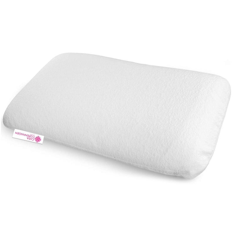 Casa Copenhagen Extra Elastic Visco Foam Pillow with Ventilation Holes, Pack of 1 - Thin Pillow 24.5 x 15.5 x 3.5 Inch - White