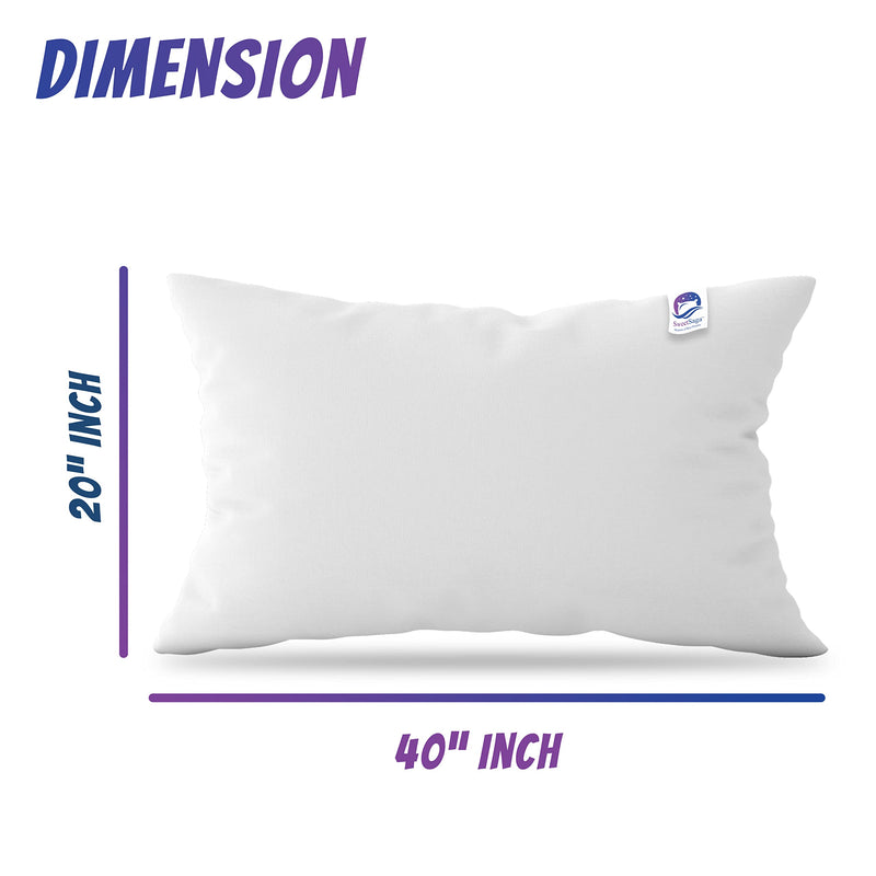 SWEETSAGA Microfiber Luxurious 5 Star Hotel Feel Premium Class Soft Big Size Sleeping Pillow For Luxury Home Bed - 20X38 Inch Vacuum Packed 1, White