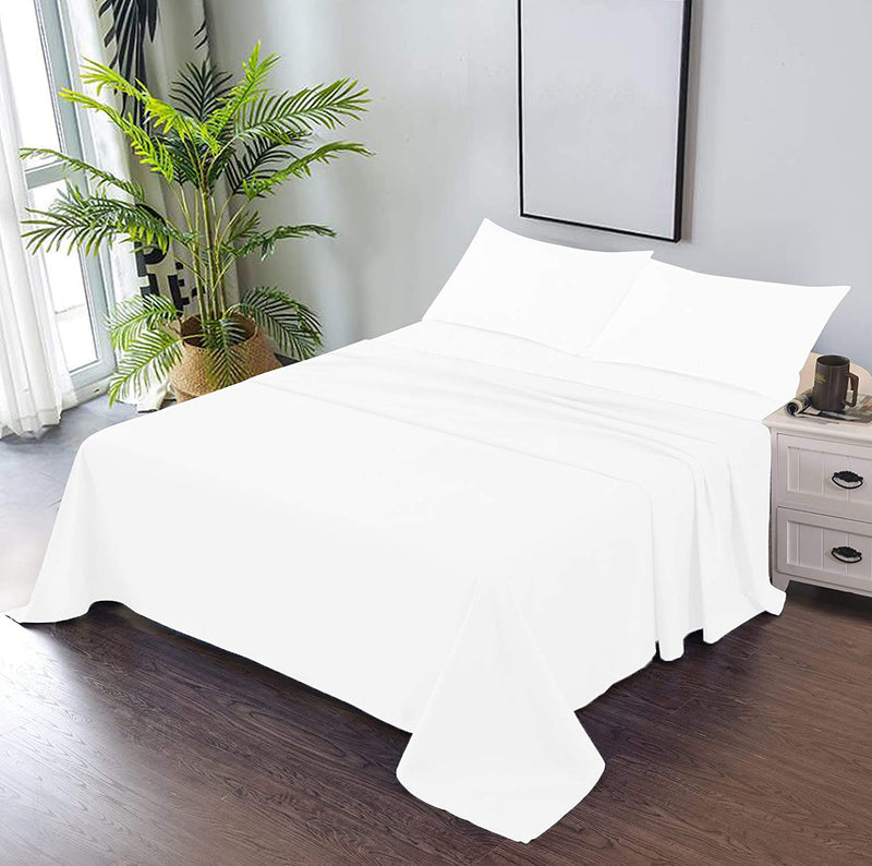 CCWB Cotton Craft Premium 100% Cotton 600 TC Solid Bedsheet and Pillow Cases King White