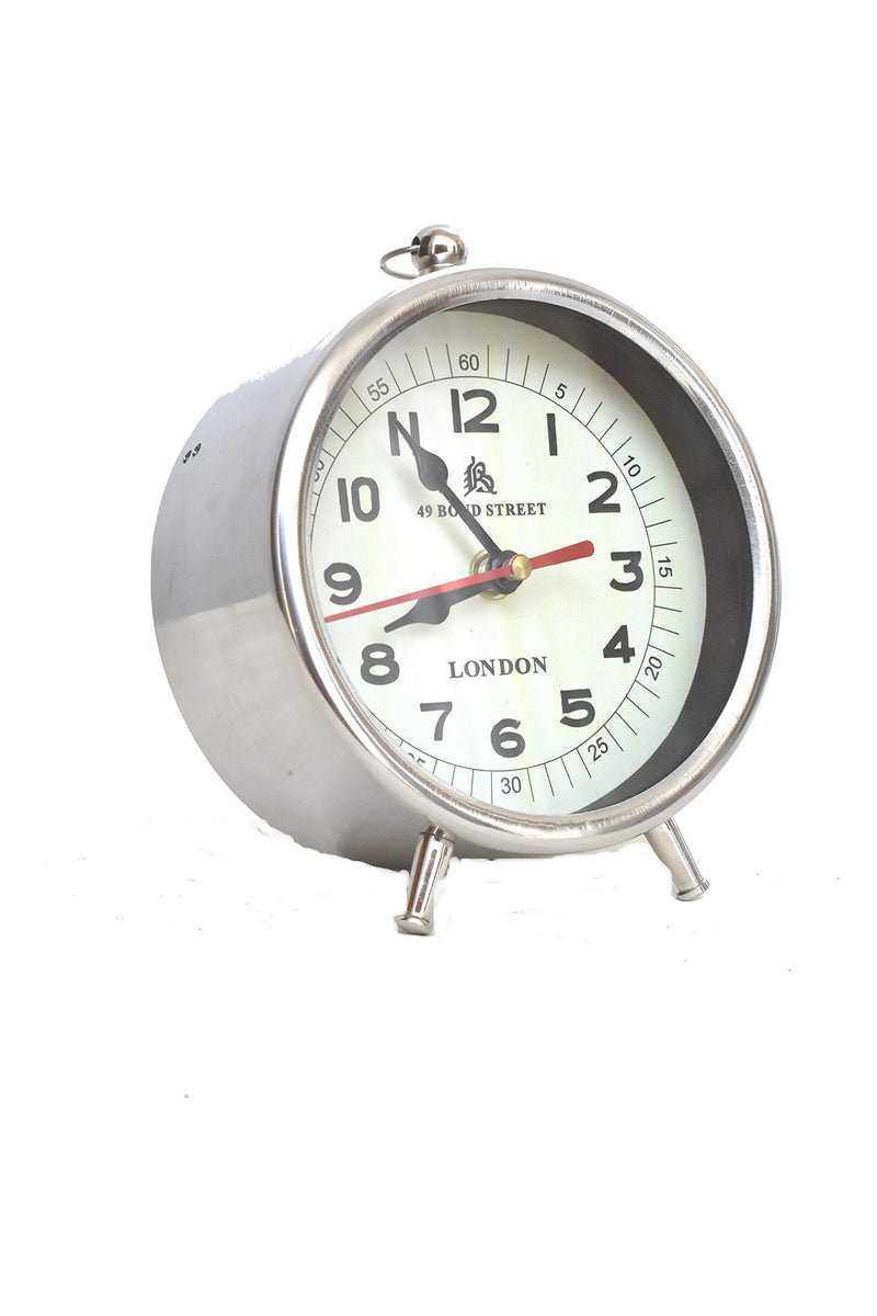 Chrome Finish Handmade Desk Clock Perfect Working Analog Clock