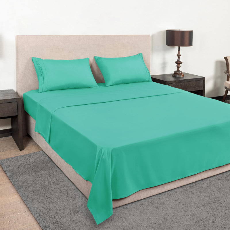 Mejoroom Twin Size Sheet Set - Soft Microfiber Bed Sheets,Deep Pocket Twin Sheets, Hypoallergenic,Wrinkle& Breathable, Fade Resistant - 3 Piece（Twin，Mint）