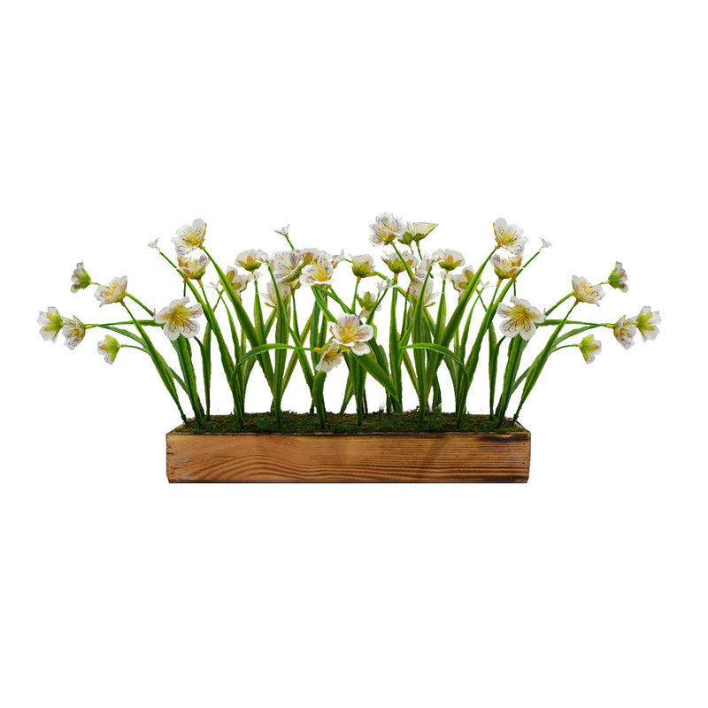 DecoreBugs Artificial Falling Flowers Hanging with Plastic Pot (White, 1 Piece)