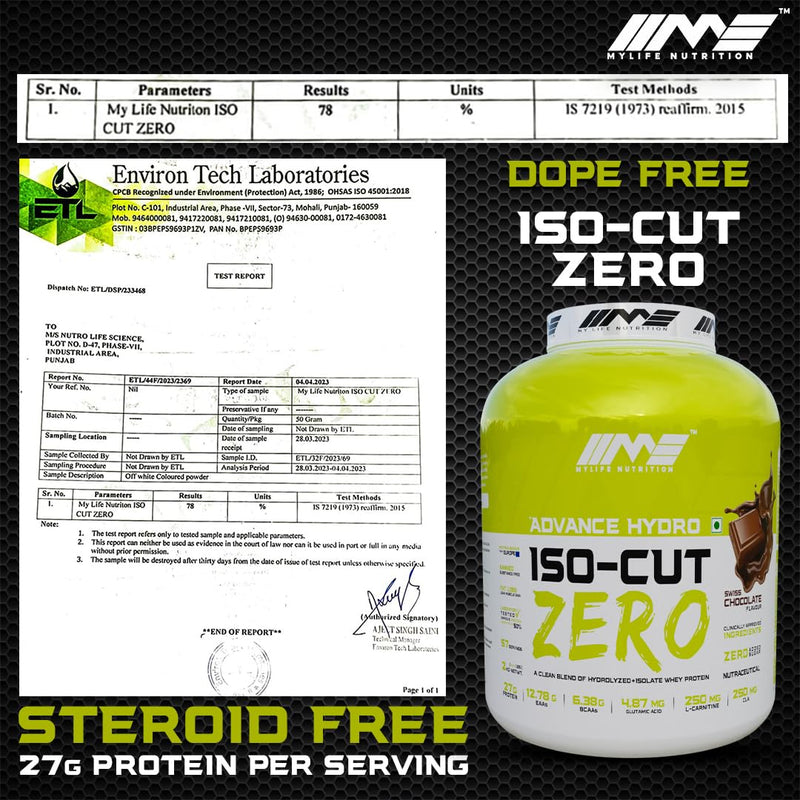 MyLife Nutrition Advance Hydro Iso Cut Zero Whey Protein | 27g Protein |12.78g EAAs | 6.6g BCAAs| Chocolate Flavour -2kg