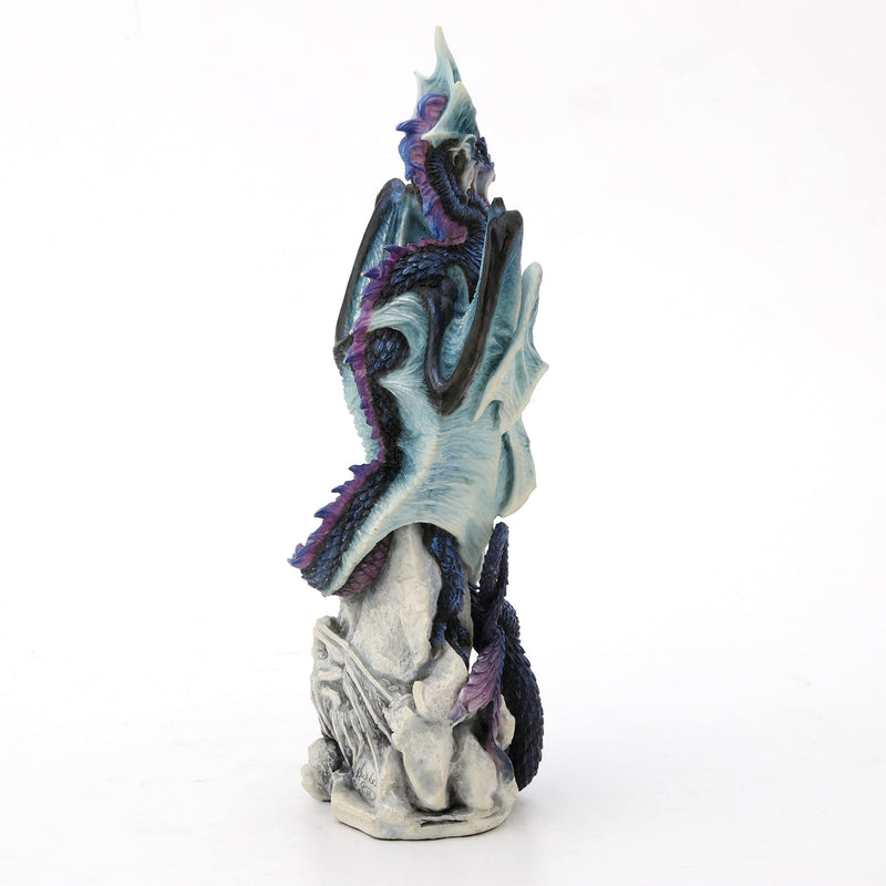 Veronese Resin Statues Andrew Bill Silent Watcher Hand Painted Indigo Dragon Statue 3 X 10.25 X 3.5 Inches Multicolored