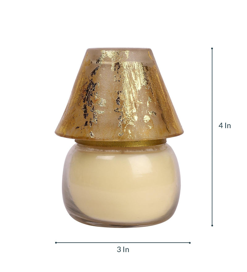 State Art India Lamp Shade Candle in Vanilla Caramel Aroma- 150gm- Burn time 24hrs Candle (Gold, Beige, Pack of 1)