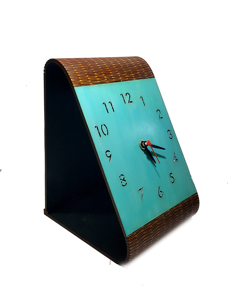 GENERIC Handmade MDF Wooden Table Top Band Clock for Home Decorations and Gifting