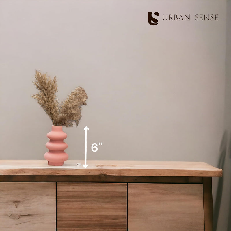 URBAN SENSE™ | Ceramic Wave Vase - Modern Designer Flower Vase for Home Decor - Unique Hollow Vase Design - Ideal Gift for Living Room, Bedroom, and Centerpiece (Blush Bloom)